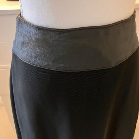 VTG David Benjamin pencil skirt black leather trim Women's size 10 Midi - Picture 2 of 4